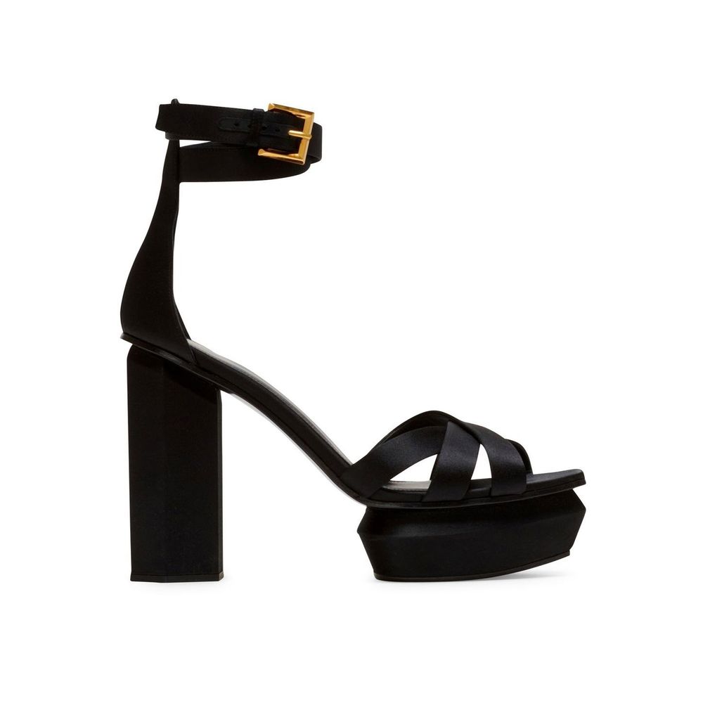 Balmain Black Silk Platform Sandals | Regal Royce