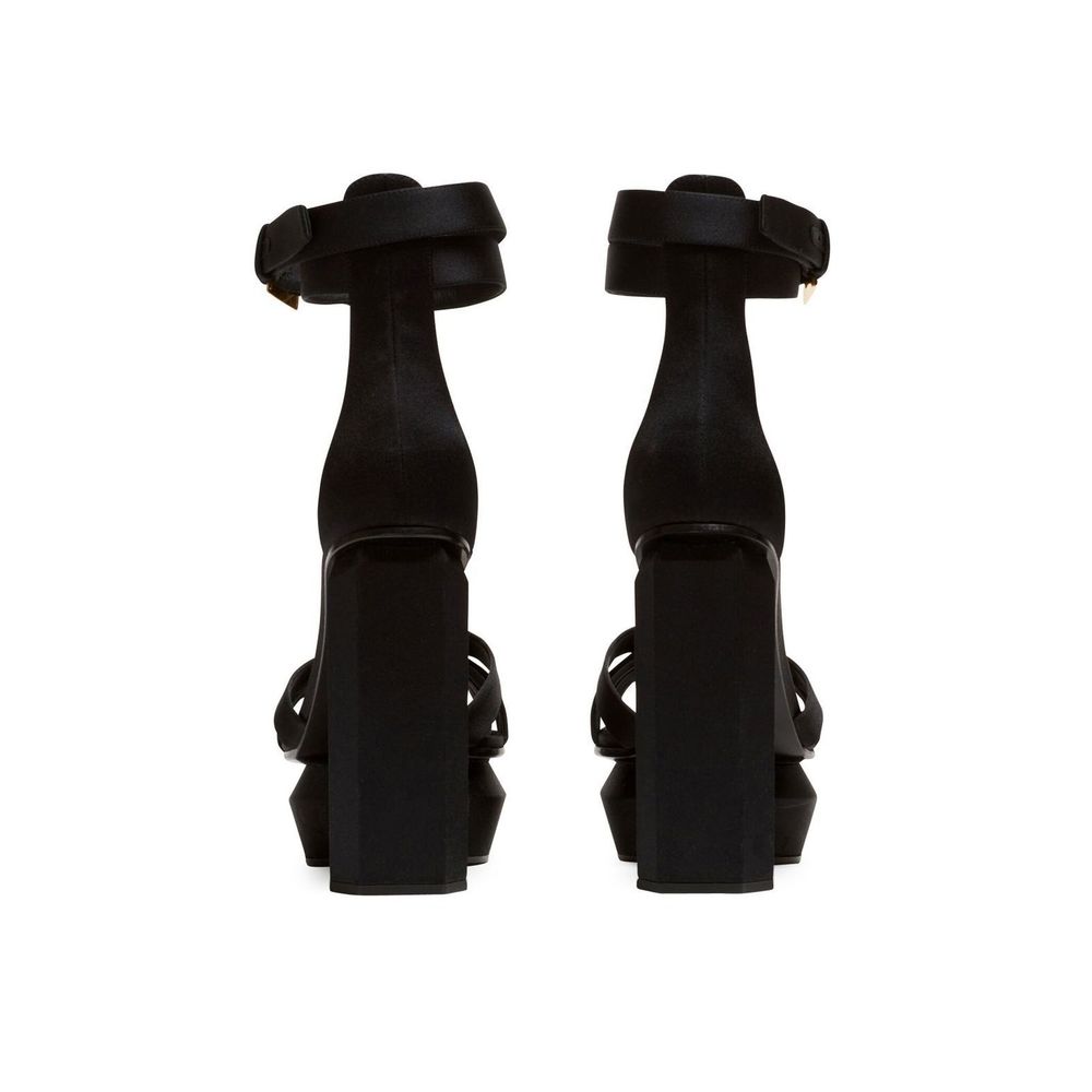 Balmain Black Silk Platform Sandals | Regal Royce