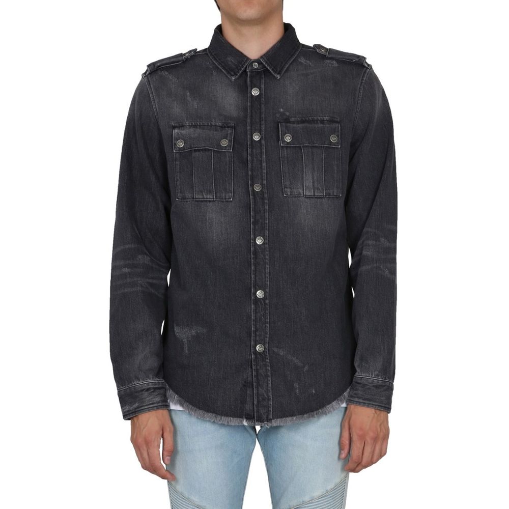 Balmain Black Denim Shirt | Regal Royce