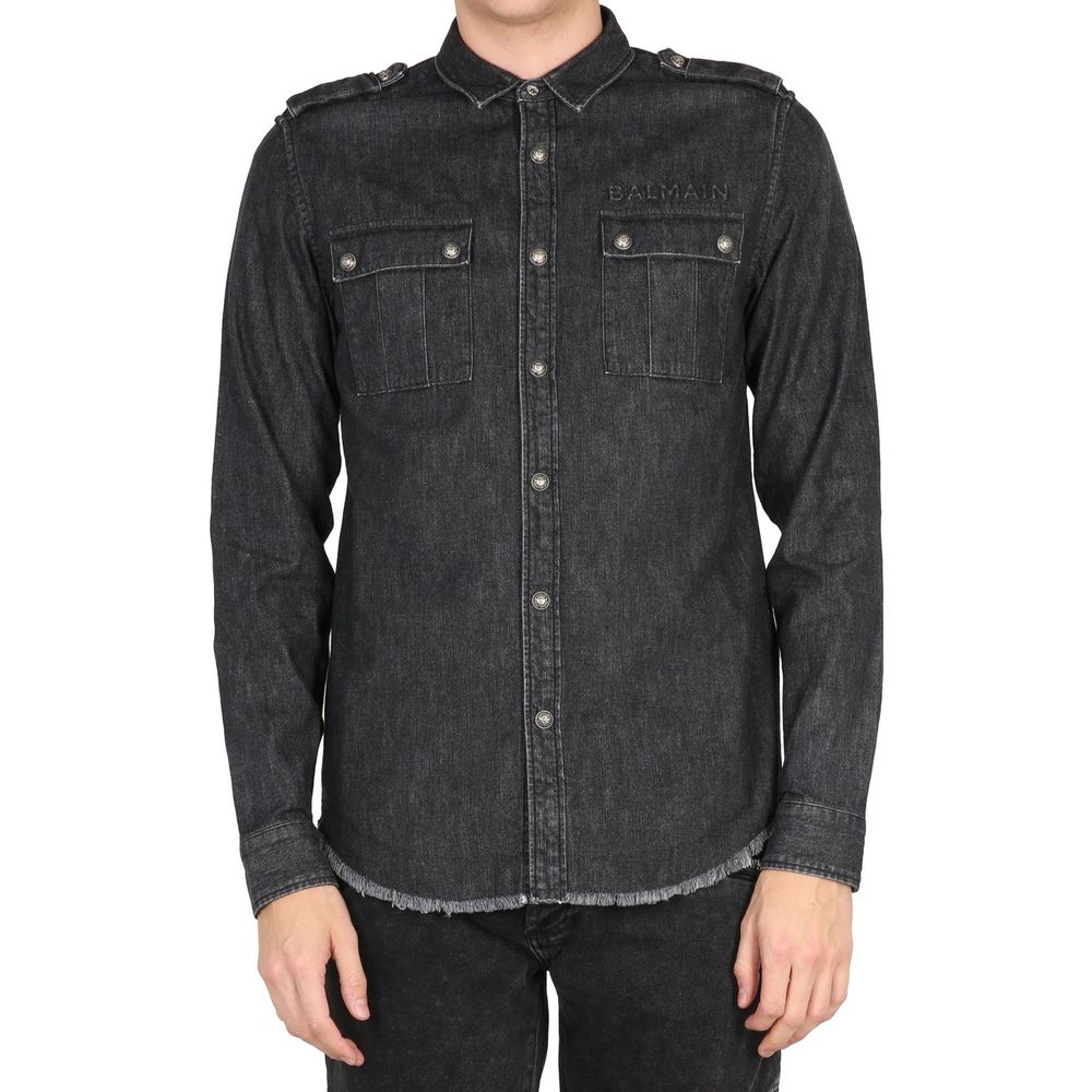 Balmain Black Denim Shirt | Regal Royce