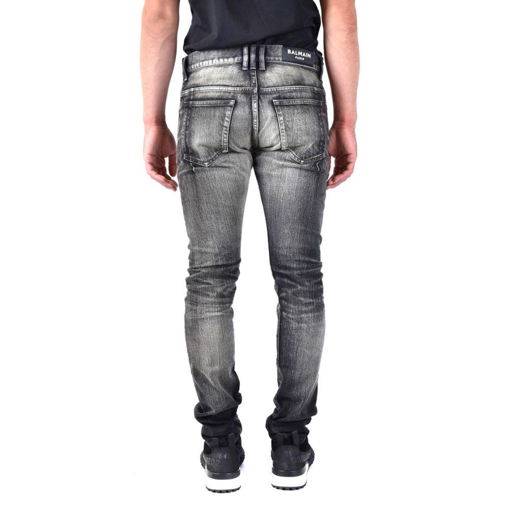 Balmain Black Cotton Skinny Jeans | Regal Royce