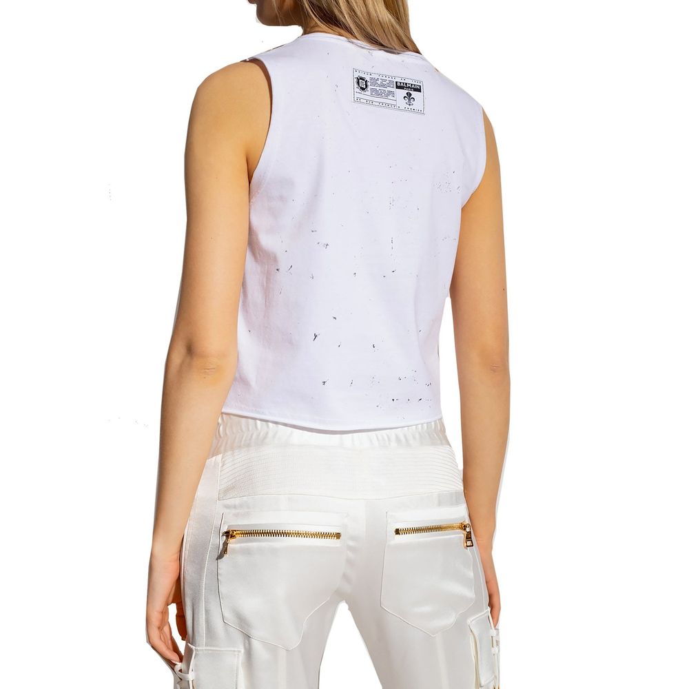 Balmain White Cotton T-Shirt | Regal Royce