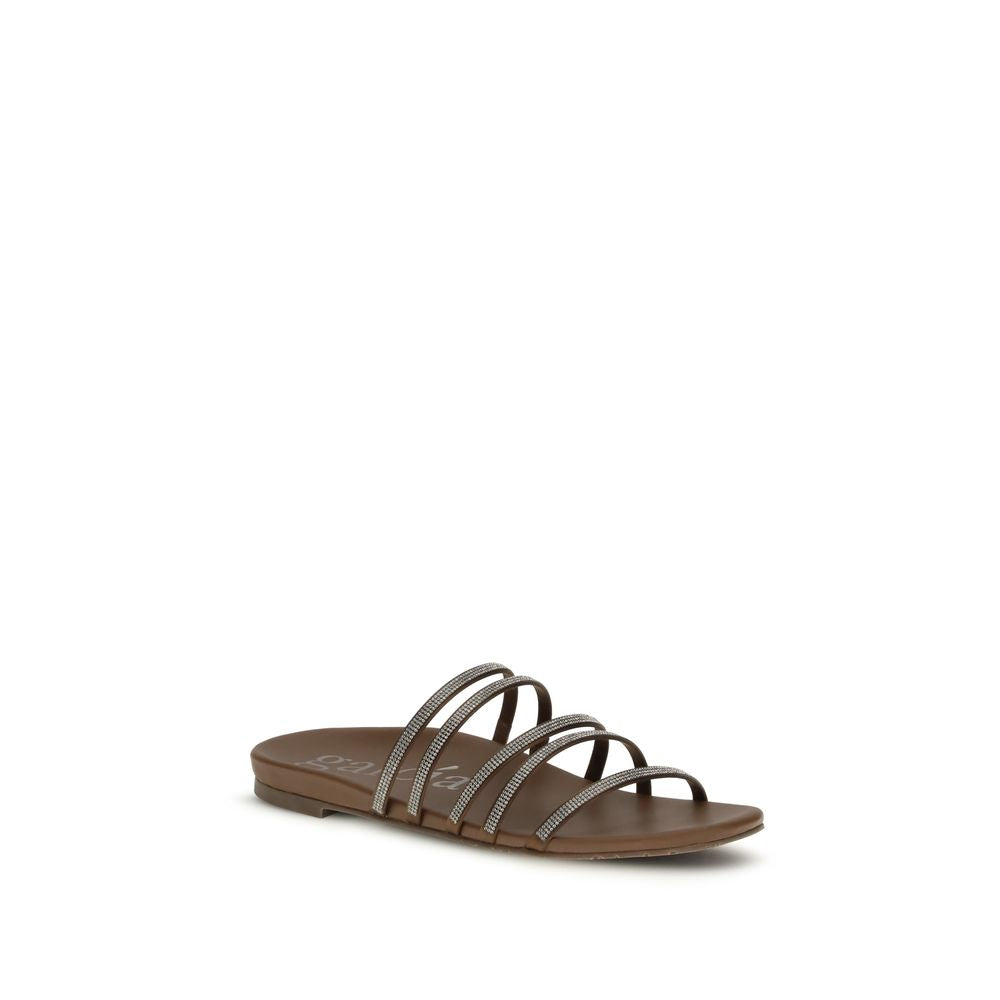 Pedro García Brown Calf Leather Bos Taurus Flip-Flop Sandals | Regal Royce