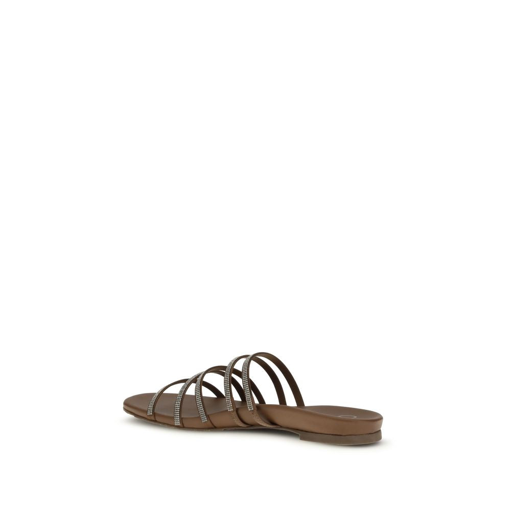 Pedro García Brown Calf Leather Bos Taurus Flip-Flop Sandals | Regal Royce