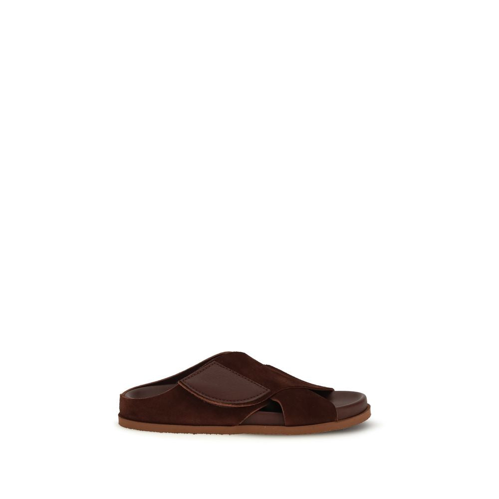 Pedro García Brown Velvet Flat Sandals | Regal Royce