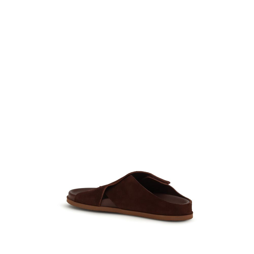 Pedro García Brown Velvet Flat Sandals | Regal Royce