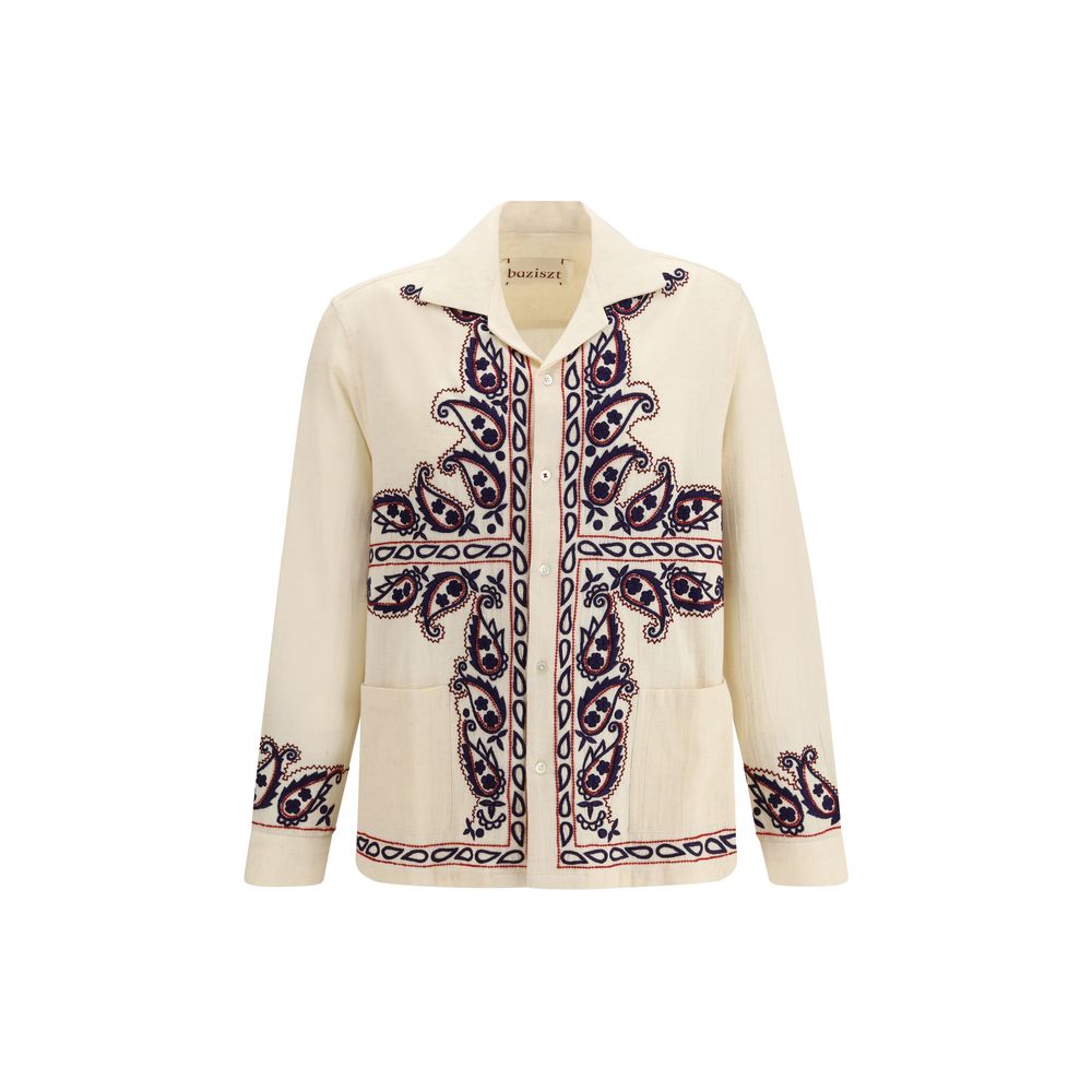 Baziszt Cream Silk Pattern Shirt | Regal Royce
