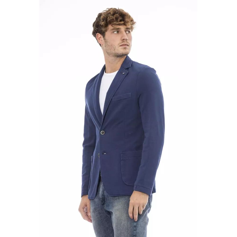 Distretto12 Blue Cotton Blazer | Regal Royce