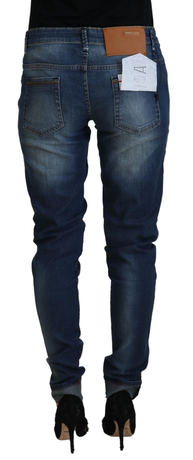 Acht Blue Washed Cotton Slim Fit Women Denim Pants Jeans | Regal Royce