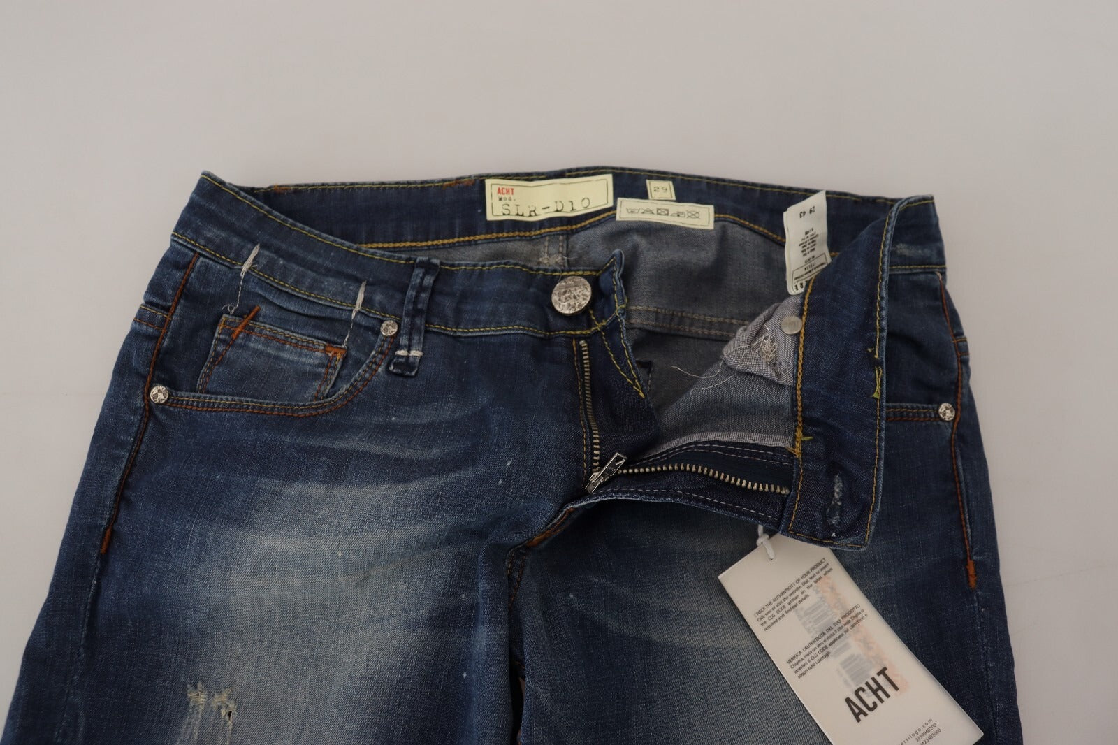 Acht Blue Washed Cotton Slim Fit Women Denim Pants Jeans | Regal Royce