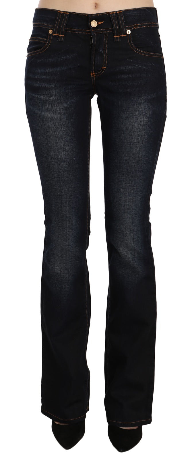 John Galliano Blue Washed Mid Waist Regular Leg Boot Cut Denim Jeans | Regal Royce