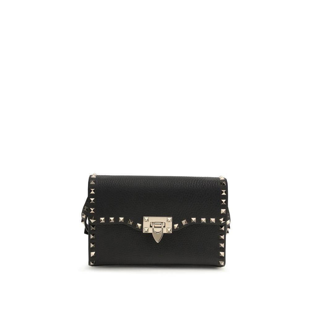 Valentino Garavani Black Calf Leather Bos Taurus Shoulder Bag | Regal Royce