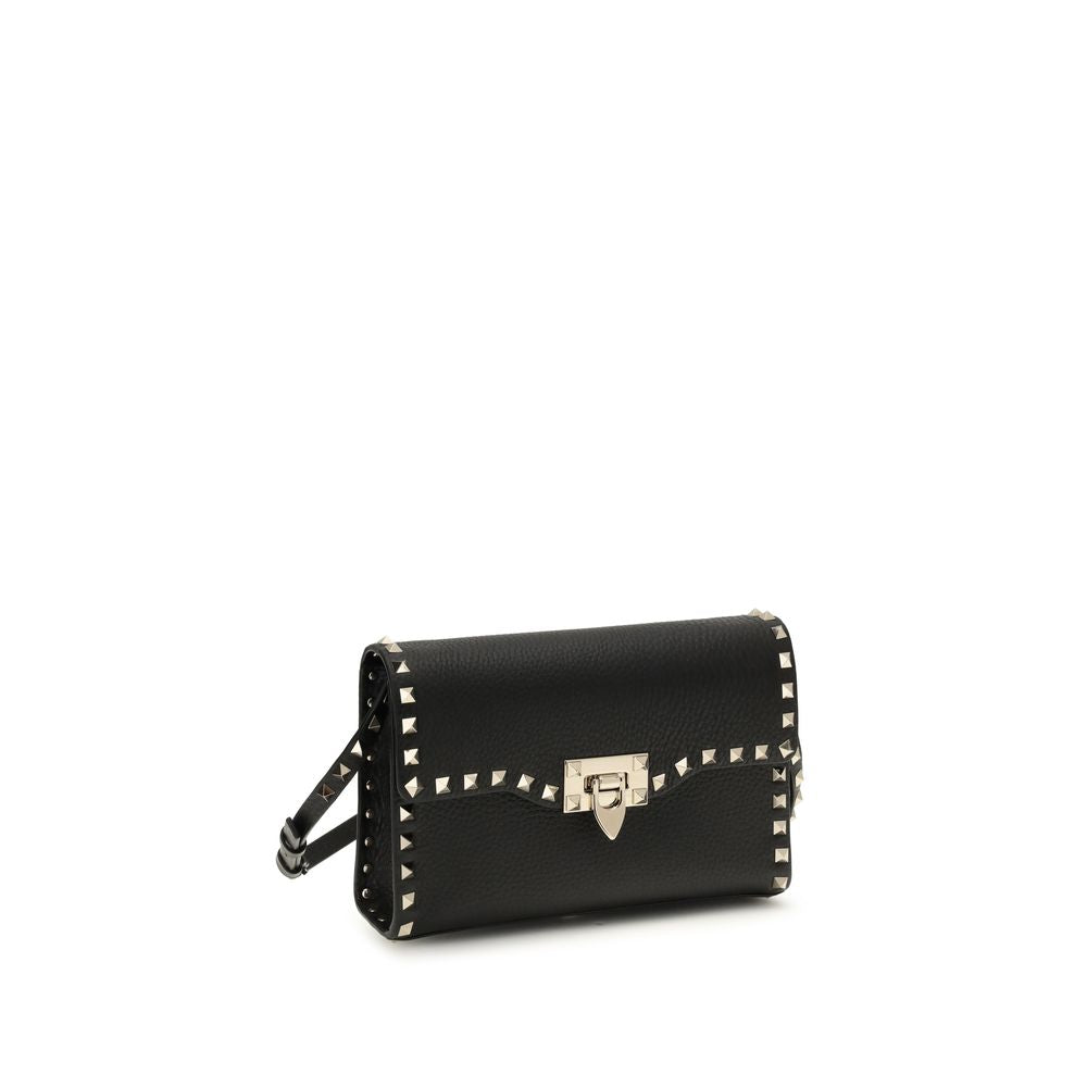 Valentino Garavani Black Calf Leather Bos Taurus Shoulder Bag | Regal Royce