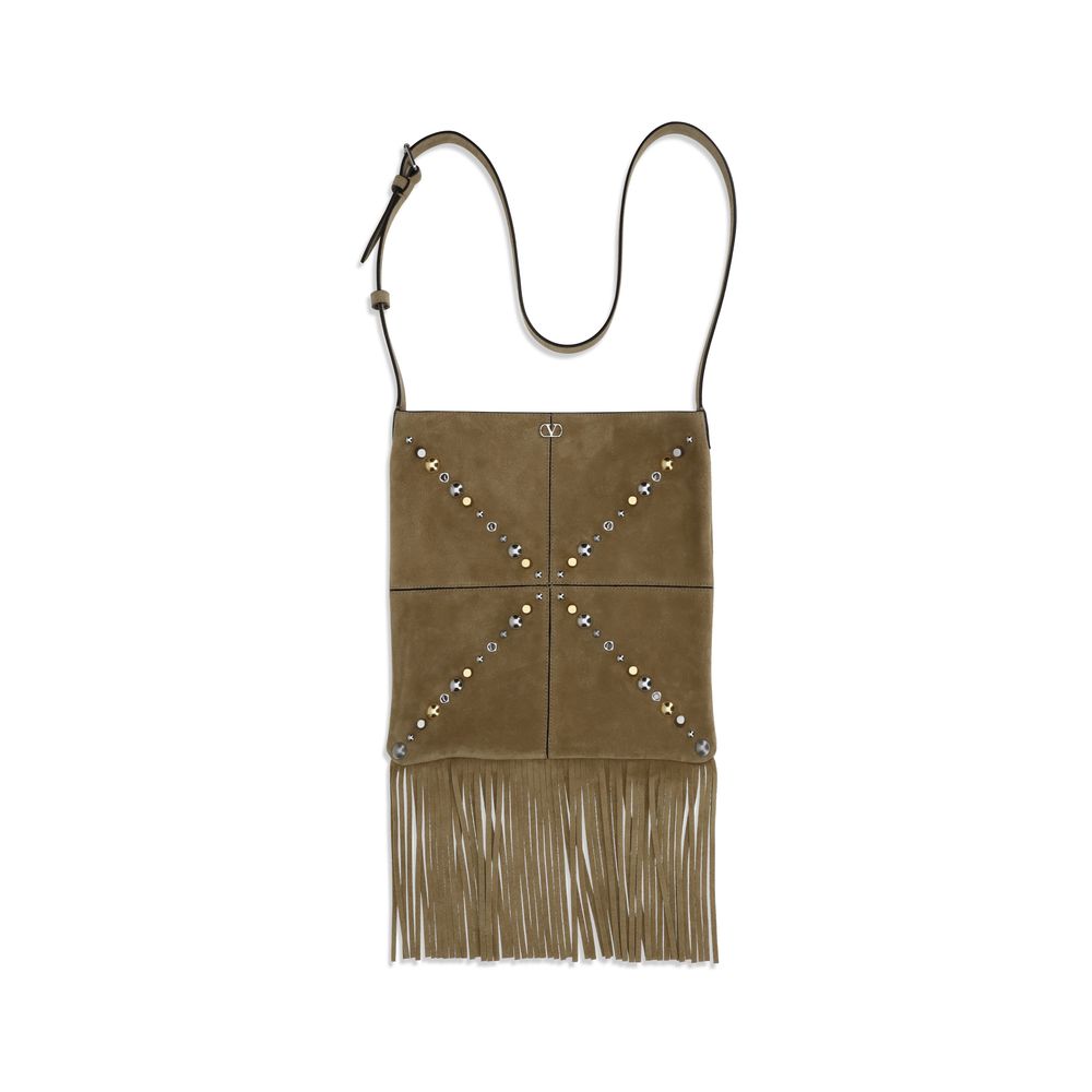 Valentino Garavani Beige Suede Leather Shoulder Bag | Regal Royce