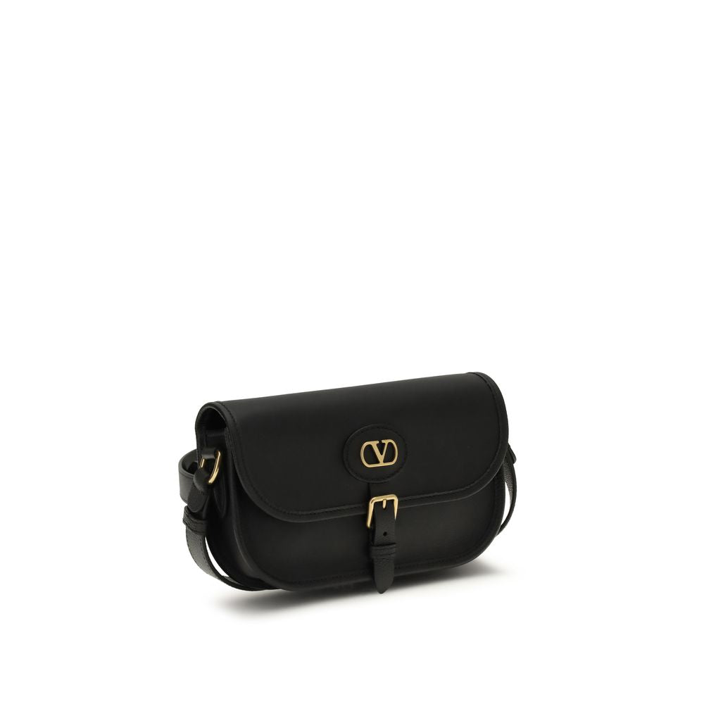 Valentino Garavani Black Calf Leather Bos Taurus Shoulder Bag | Regal Royce