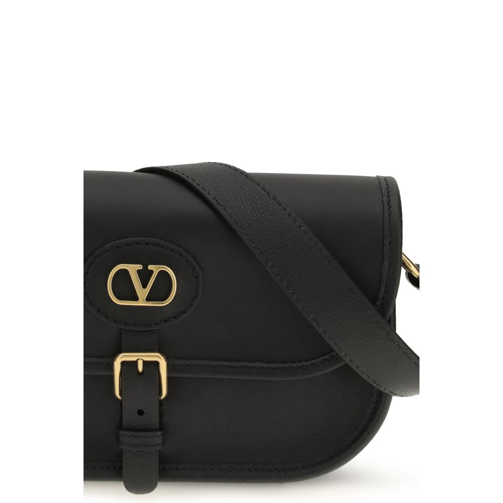 Valentino Garavani Black Calf Leather Bos Taurus Shoulder Bag | Regal Royce