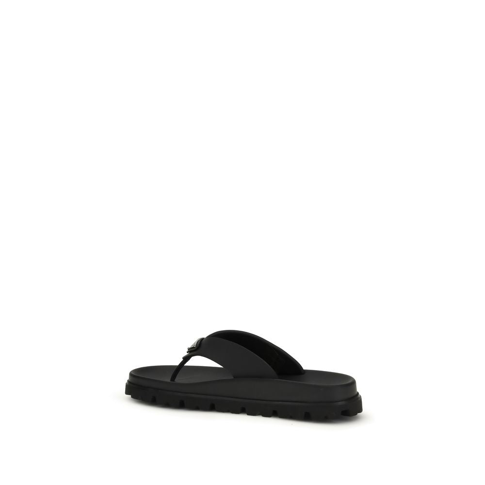 Prada Black Rubber Flip-Flop Sandals | Regal Royce