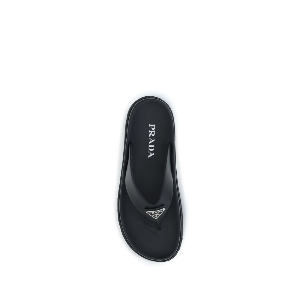 Prada Black Rubber Flip-Flop Sandals | Regal Royce