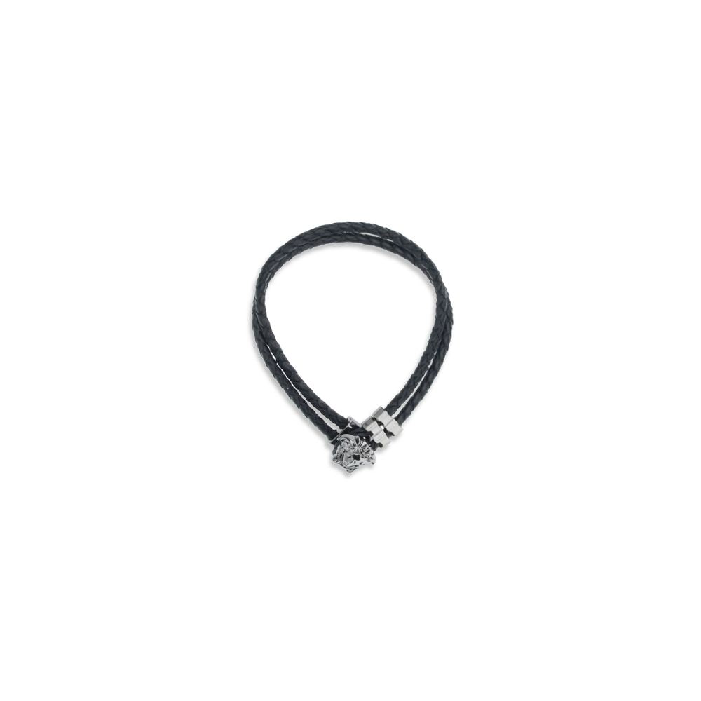 Versace Black Calf Leather Bos Taurus Bracelet | Regal Royce
