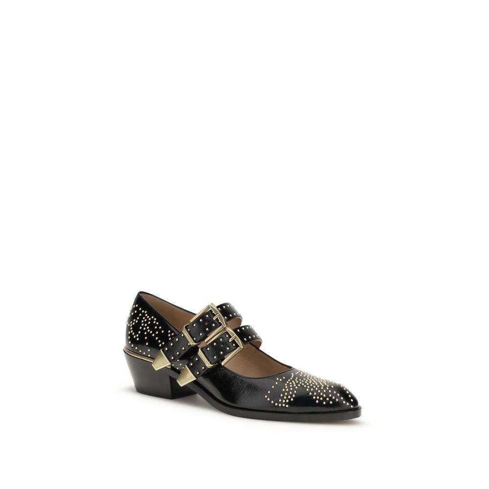Chloé Black Calf Leather Bos Taurus Ballet Flats | Regal Royce