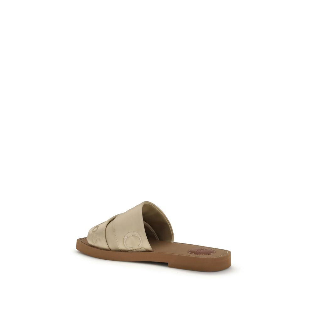 Chloé Gold Polyester Flat Sandals | Regal Royce