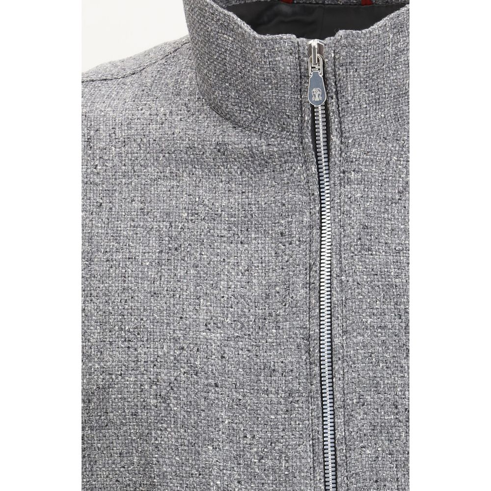 Brunello Cucinelli Gray Linen Bomber | Regal Royce