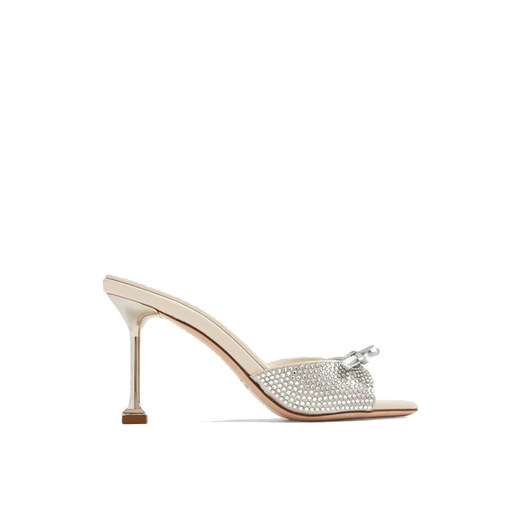 Miu Miu Silver Silk Mules | Regal Royce