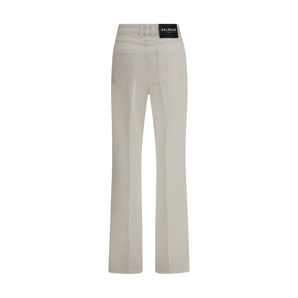 Balmain White Cotton Straight-Leg Jeans | Regal Royce