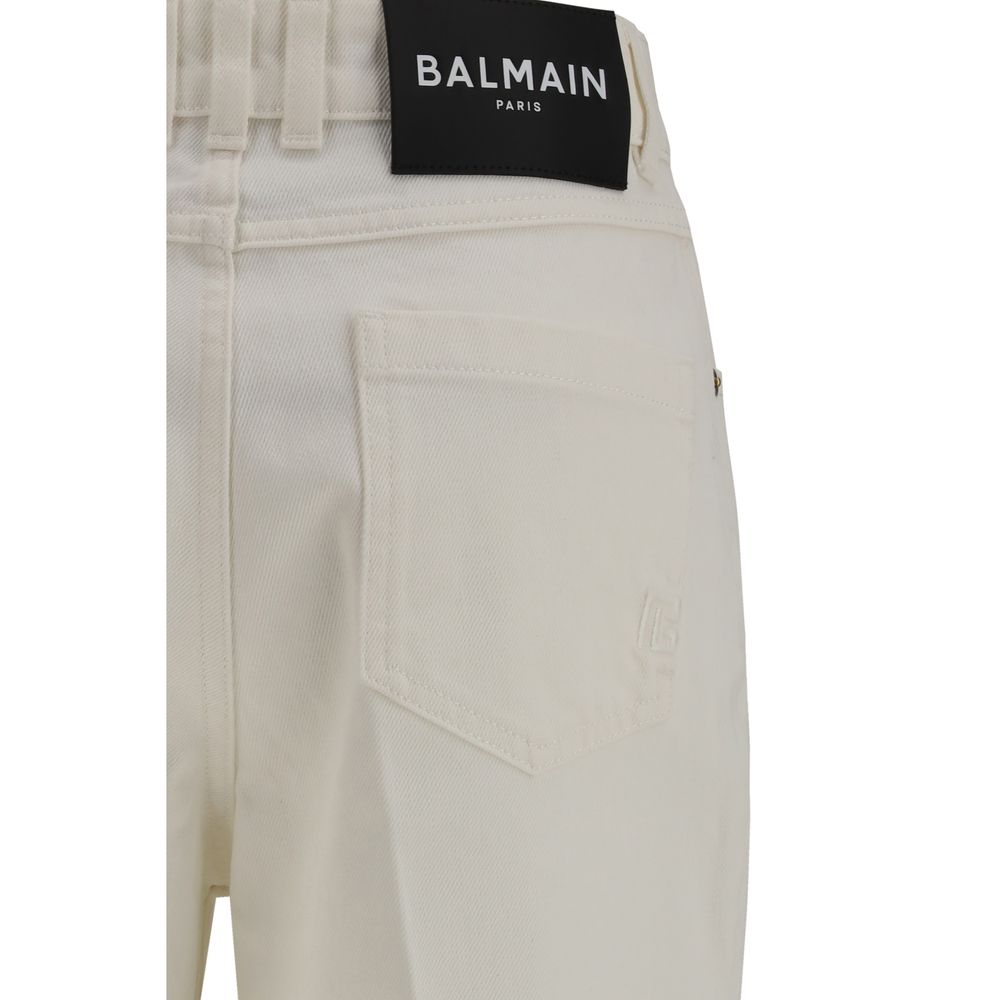 Balmain White Cotton Straight-Leg Jeans | Regal Royce