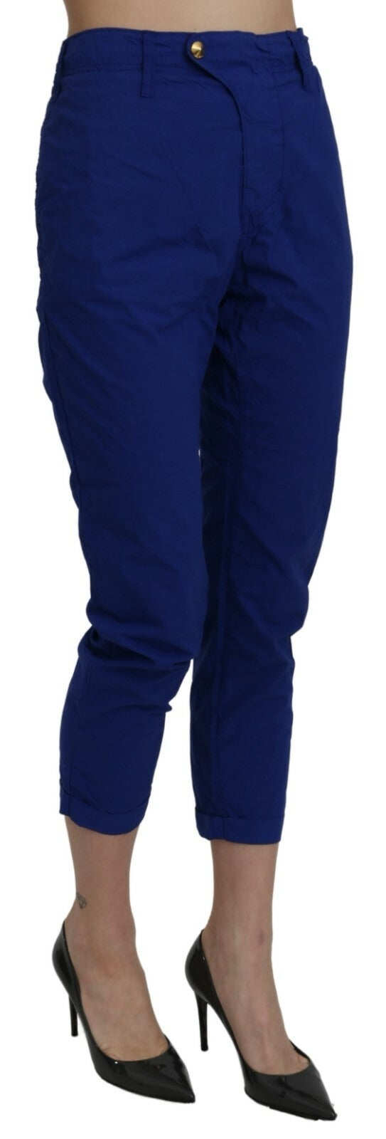 CYCLE Cotton Royal Blue High Waist Skinny Cropped Trouser Pants | Regal Royce