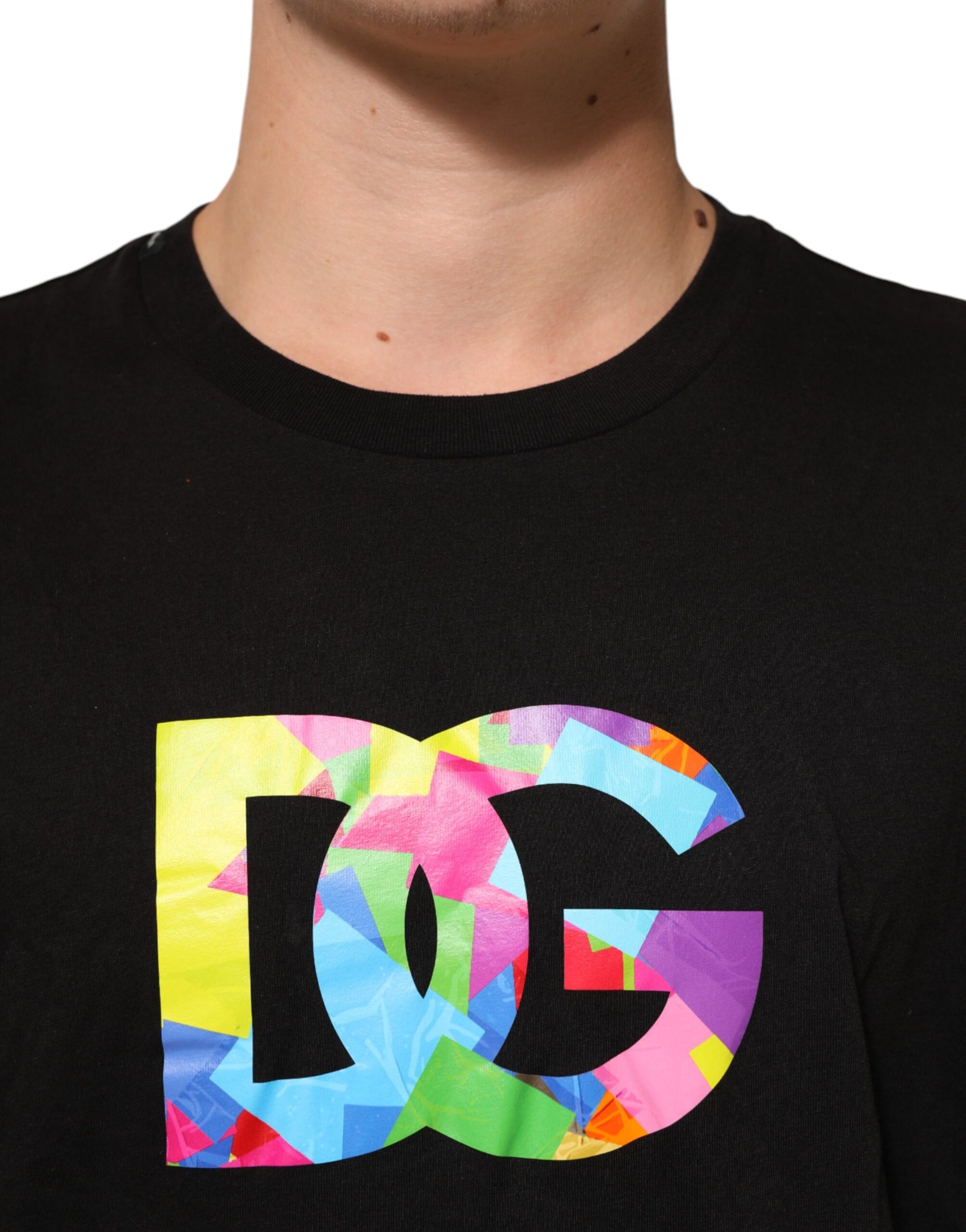 Dolce & Gabbana Black Logo Print Cotton Crew Neck T-shirt | Regal Royce