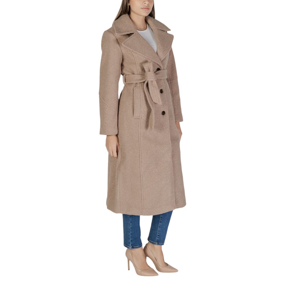 Vila Clothes Beige Polyester Coat | Regal Royce
