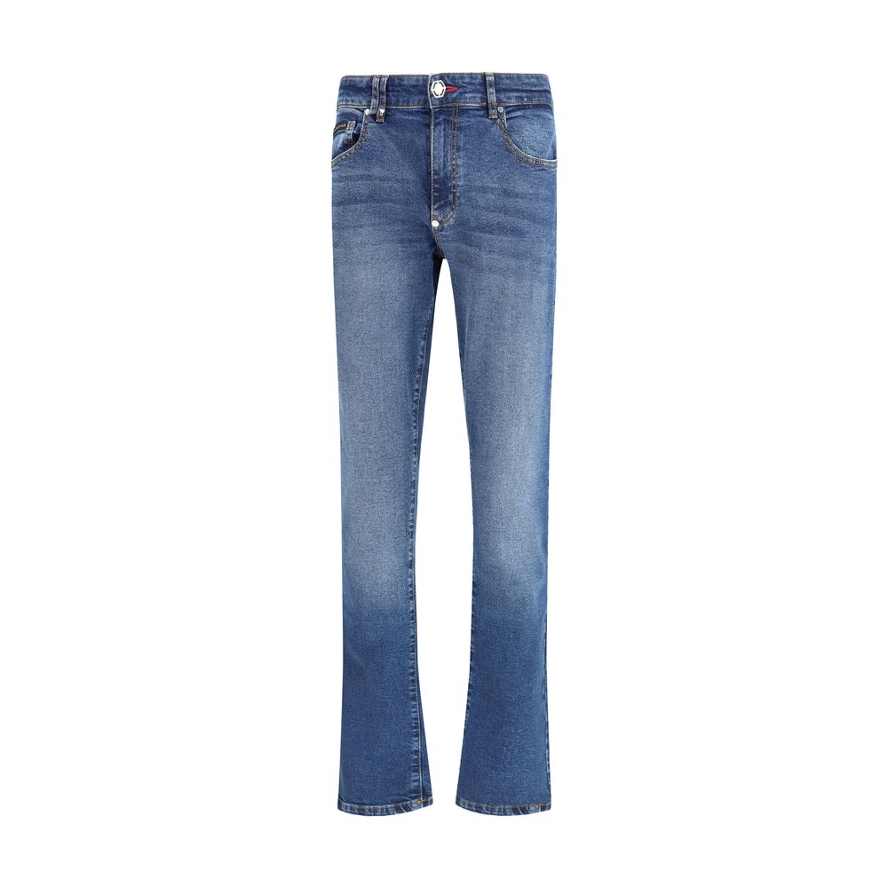 Philipp Plein Blue Cotton Straight-Leg Jeans | Regal Royce