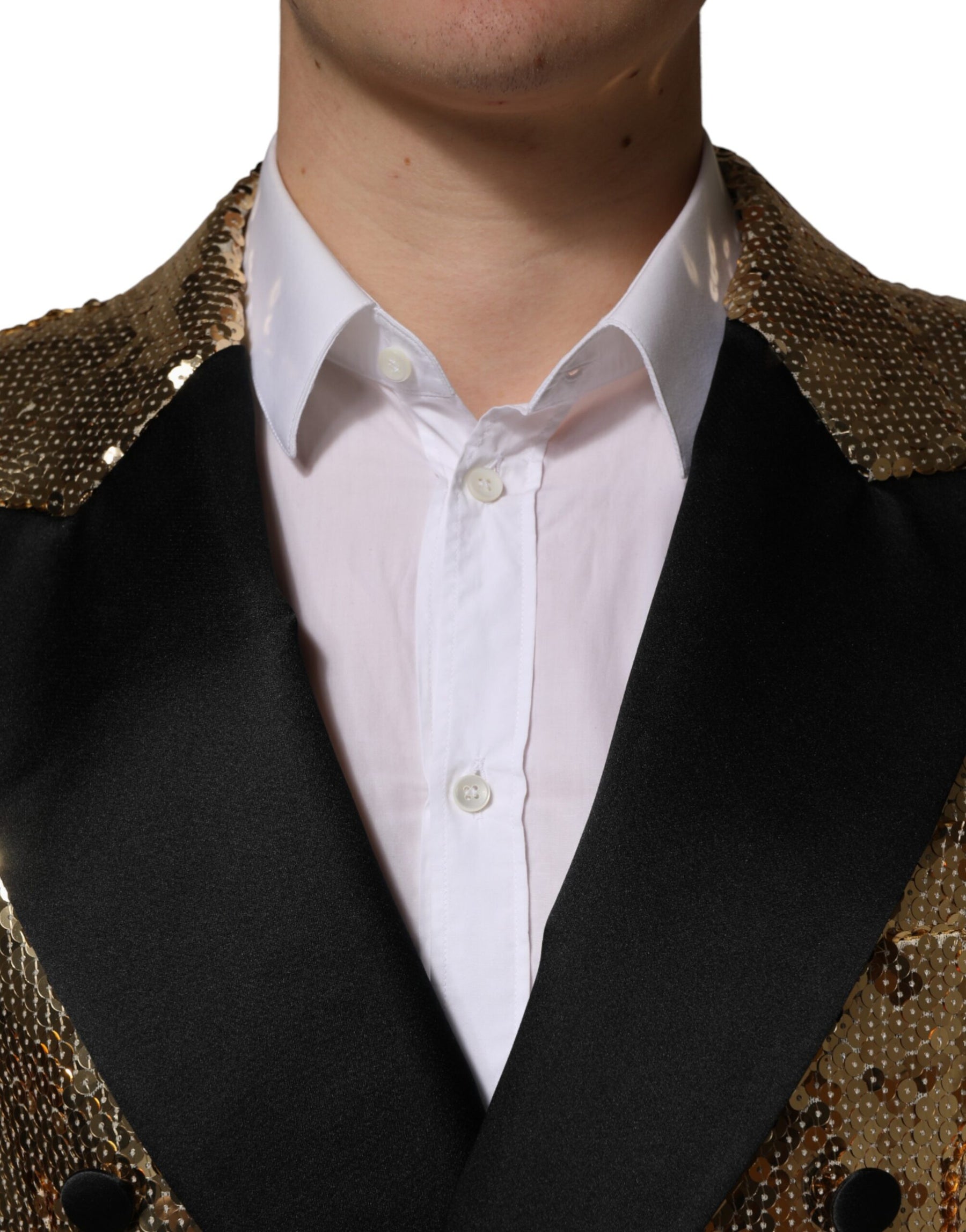 Dolce & Gabbana Gold Sequined Double Breasted Jacket Blazer | Regal Royce
