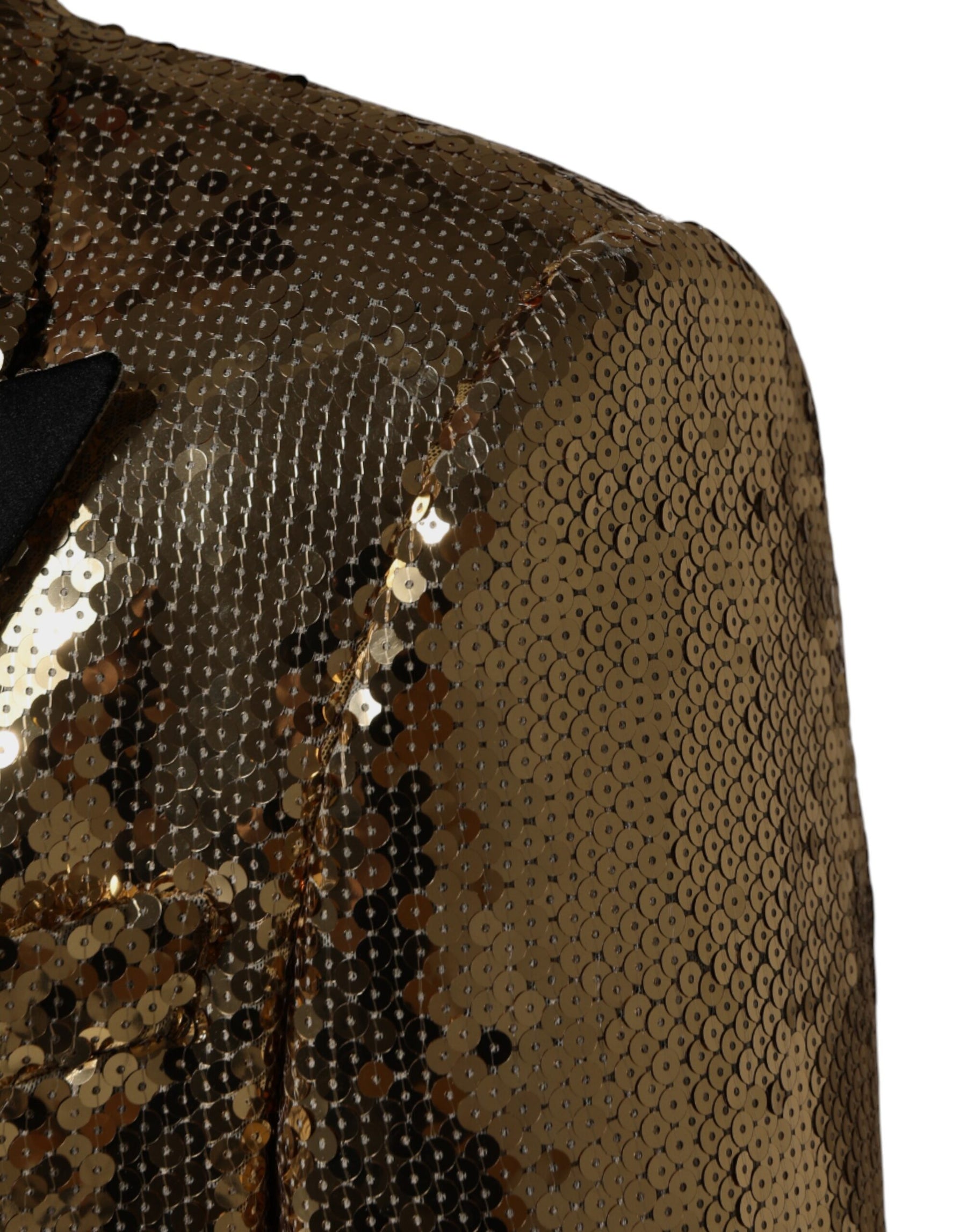 Dolce & Gabbana Gold Sequined Double Breasted Jacket Blazer | Regal Royce