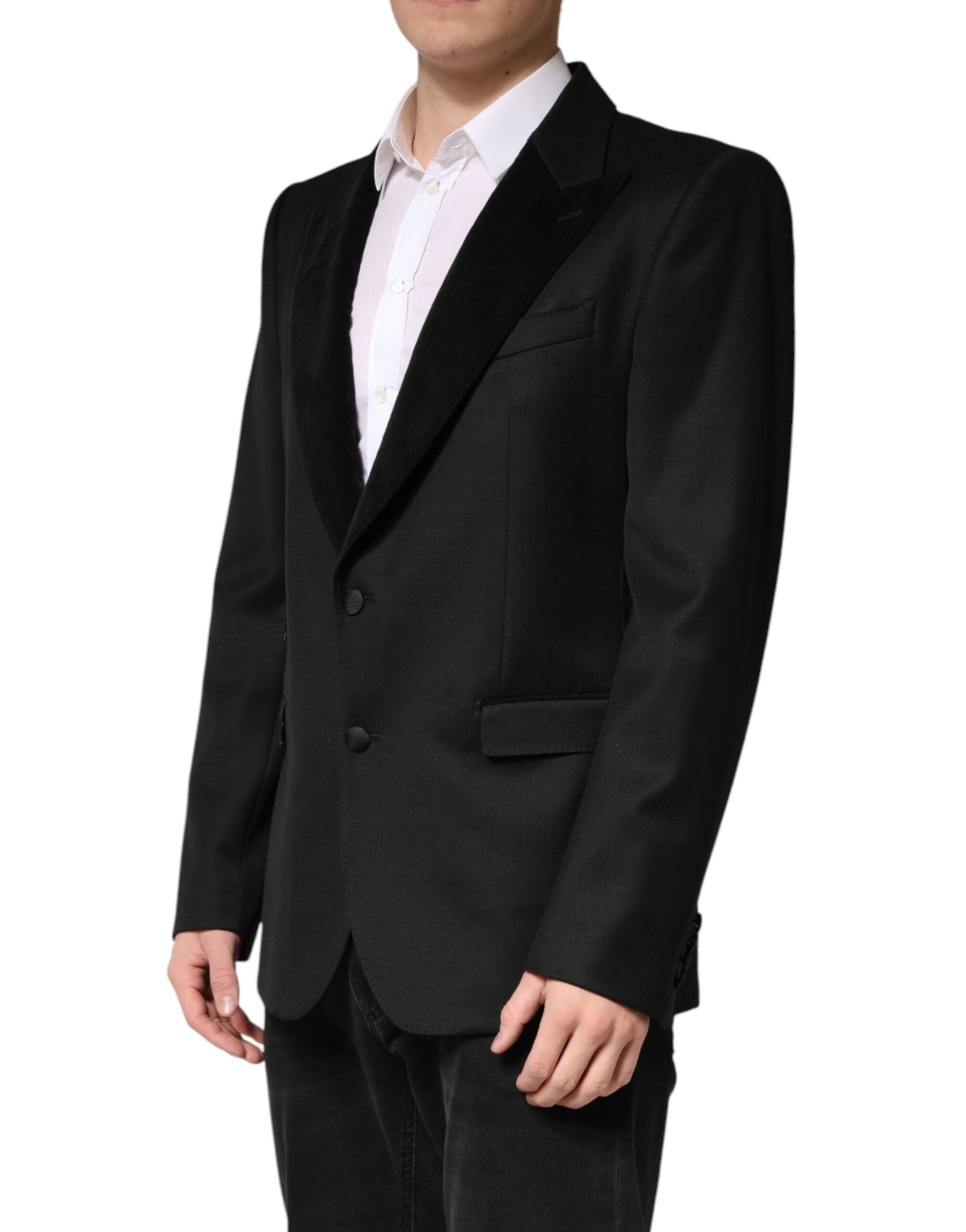 Dolce & Gabbana Black Wool Single Breasted Jacket Blazer | Regal Royce