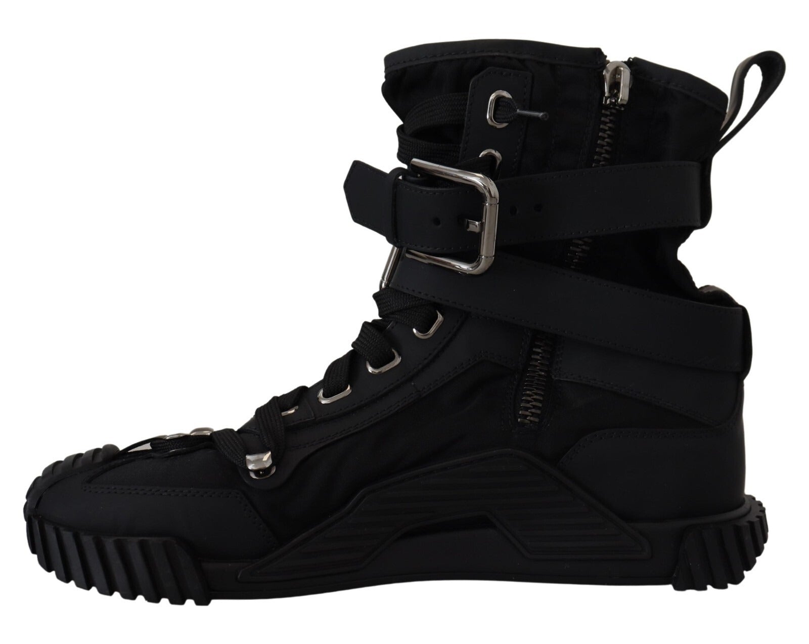 Dolce & Gabbana Sorrento Sneakers Nylon Black High Top Shoes | Regal Royce