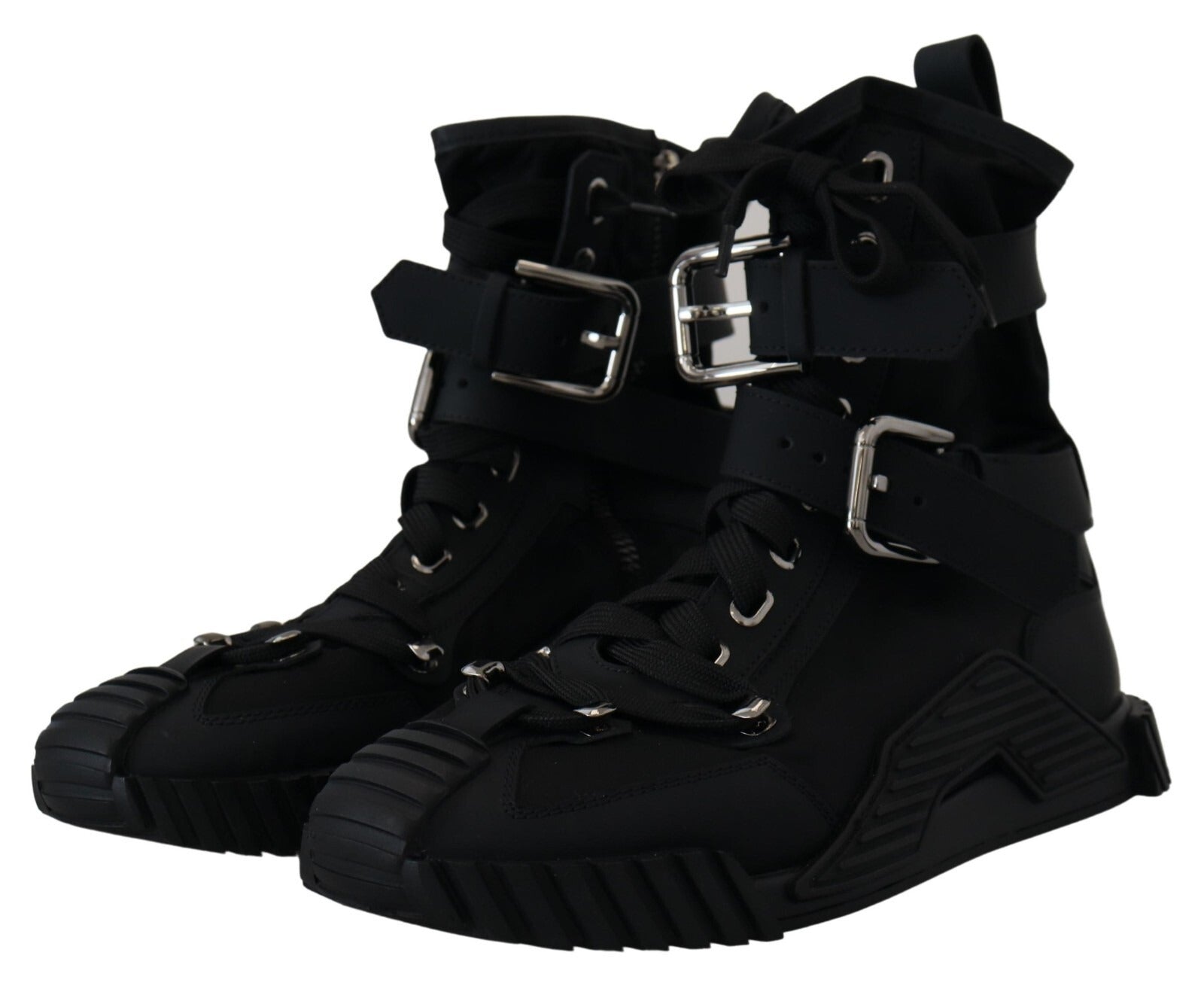 Dolce & Gabbana Sorrento Sneakers Nylon Black High Top Shoes | Regal Royce