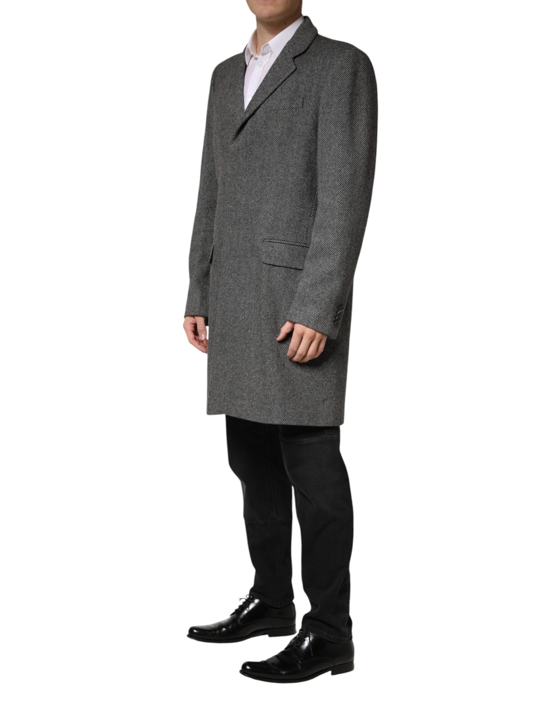 Dolce & Gabbana Gray Single Breasted Men Trench Coat Jacket | Regal Royce
