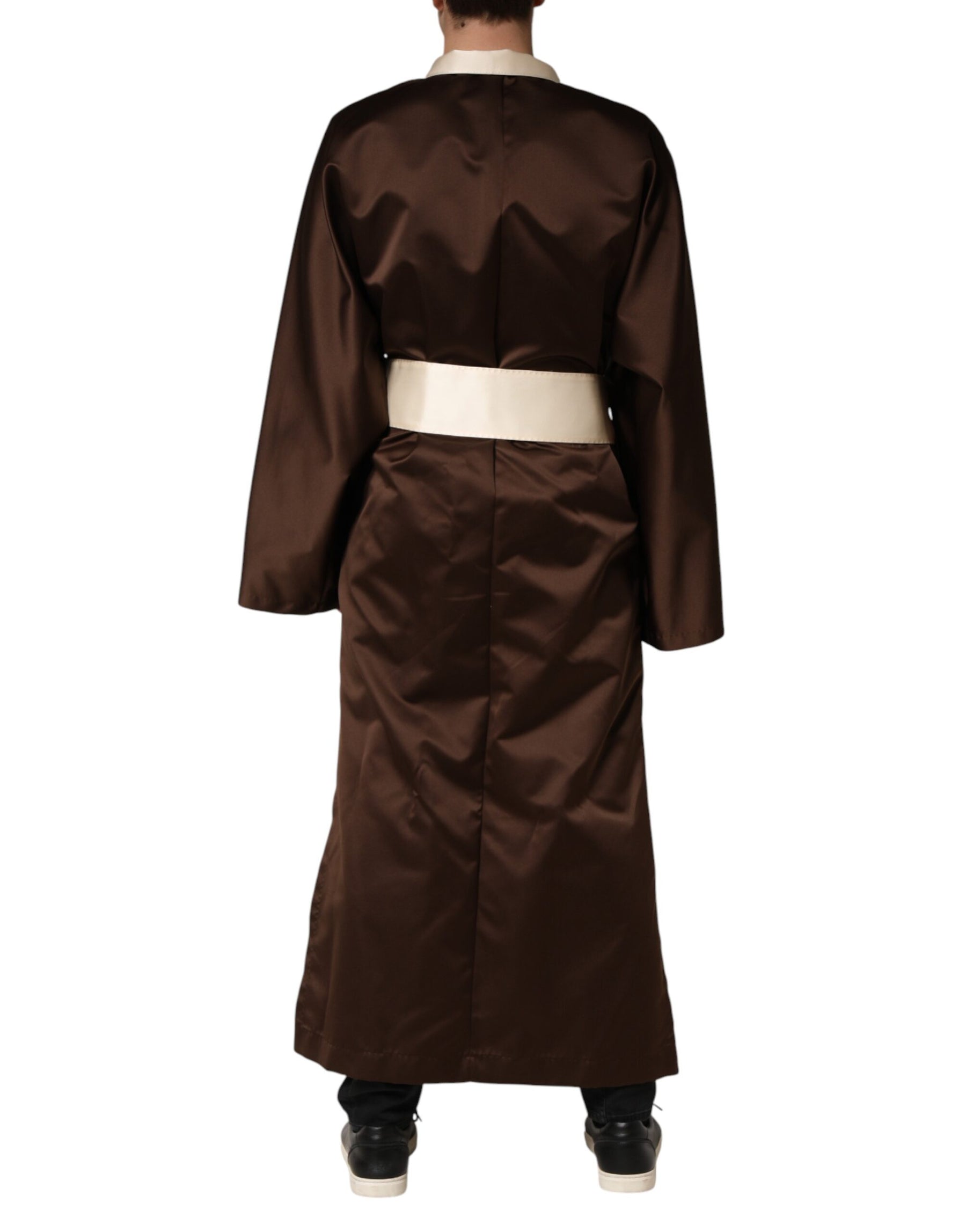 Dolce & Gabbana Brown Cream Lounge Belted Bathrobe Jacket | Regal Royce