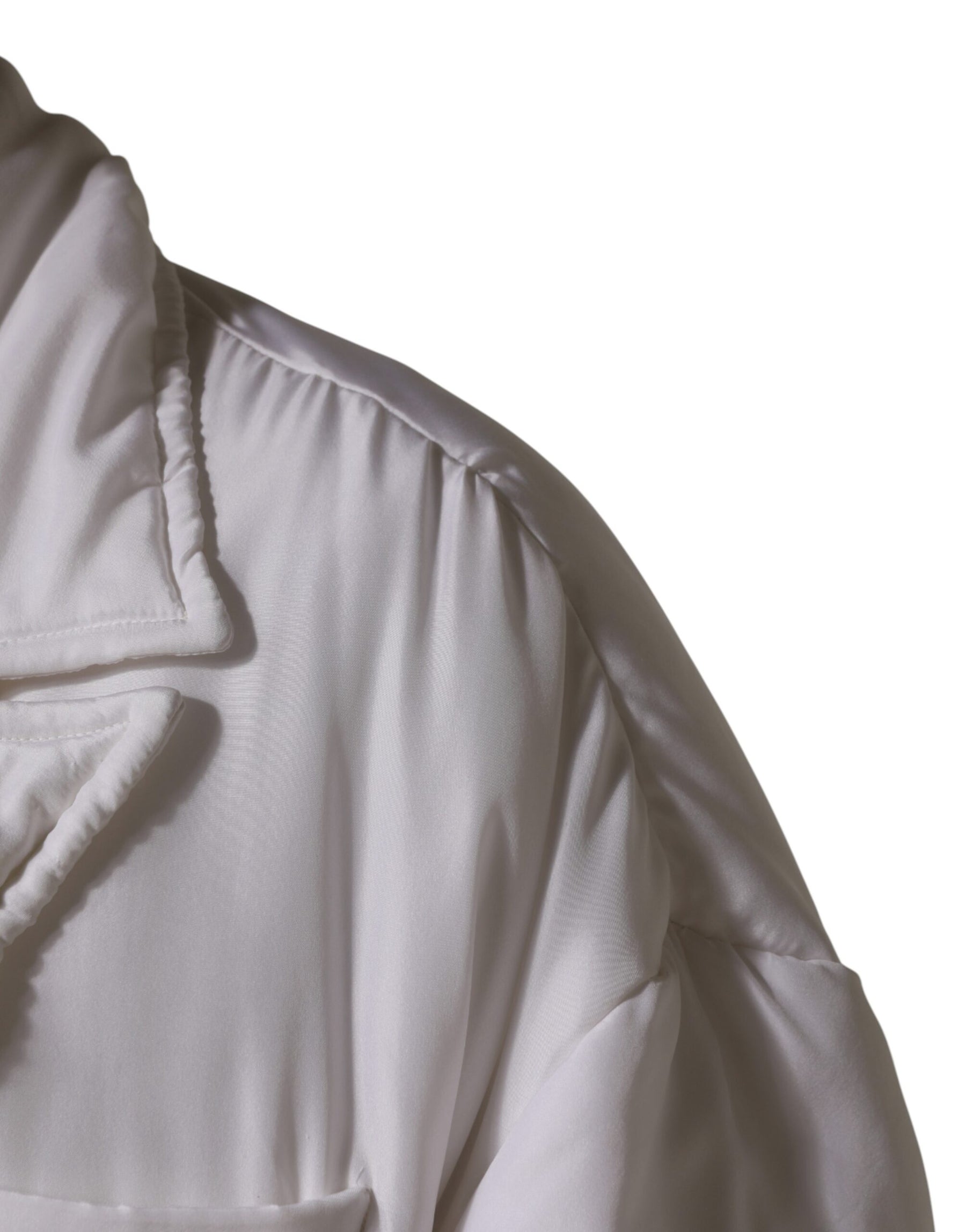 Dolce & Gabbana White Silk Padded Parka Men Coat Jacket | Regal Royce