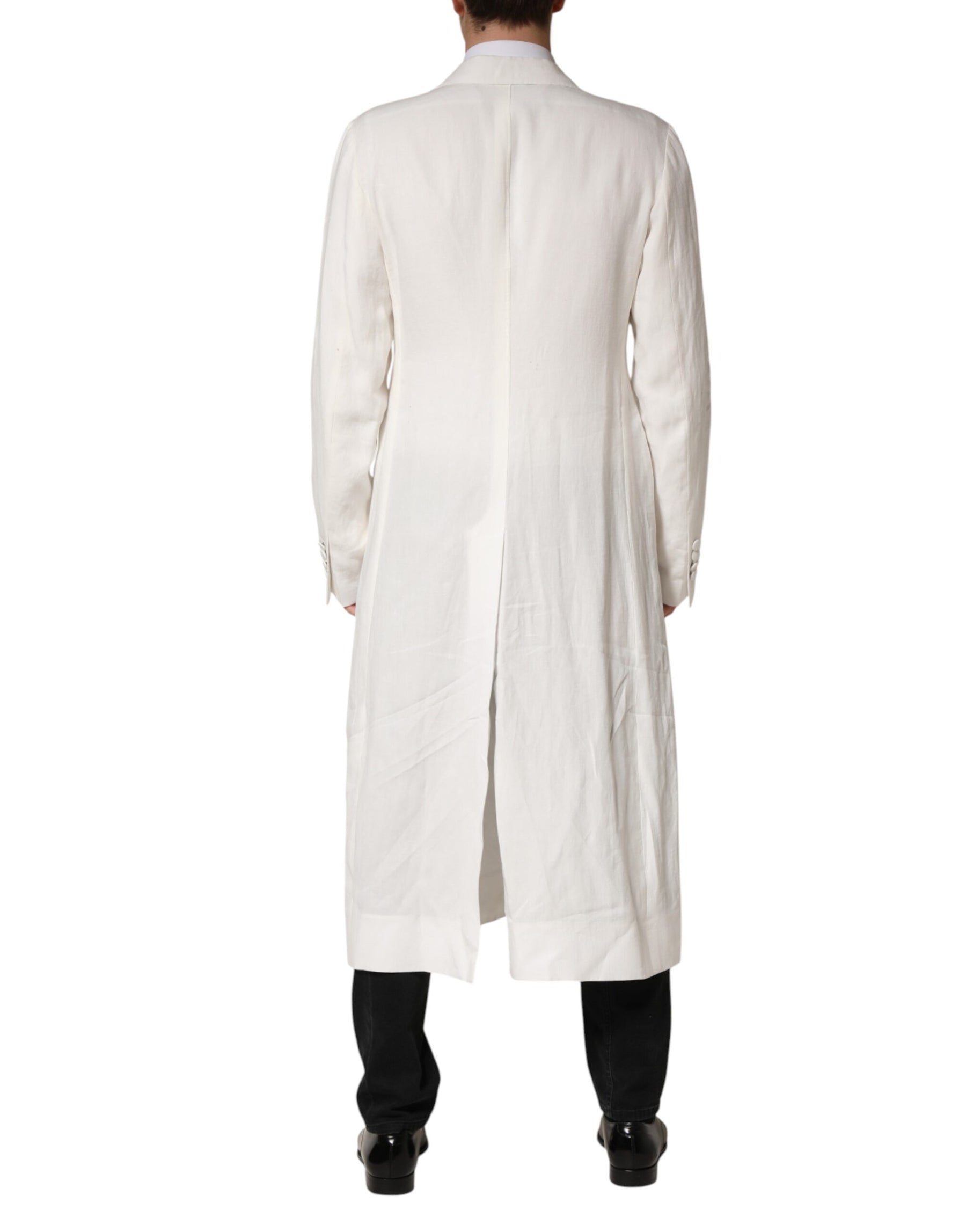 Dolce & Gabbana White Double Breasted Men Trench Coat Jacket | Regal Royce