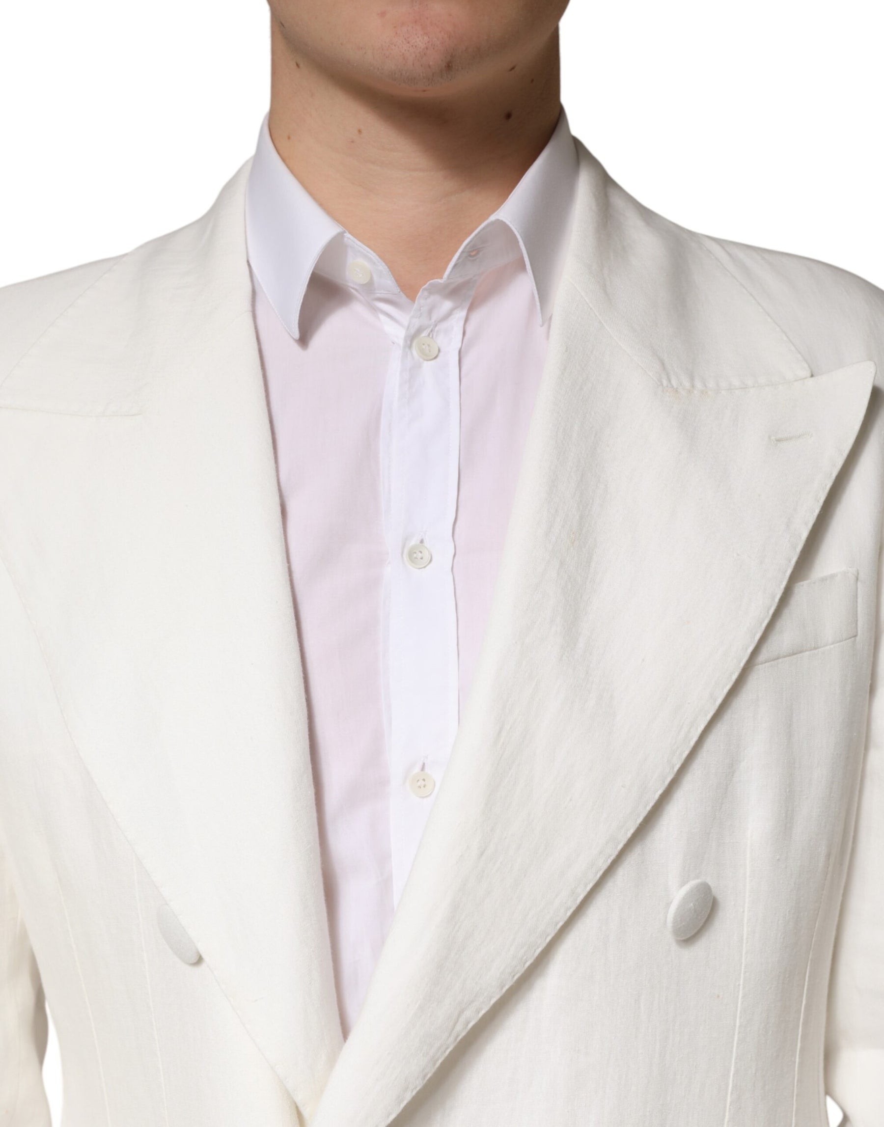 Dolce & Gabbana White Double Breasted Men Trench Coat Jacket | Regal Royce
