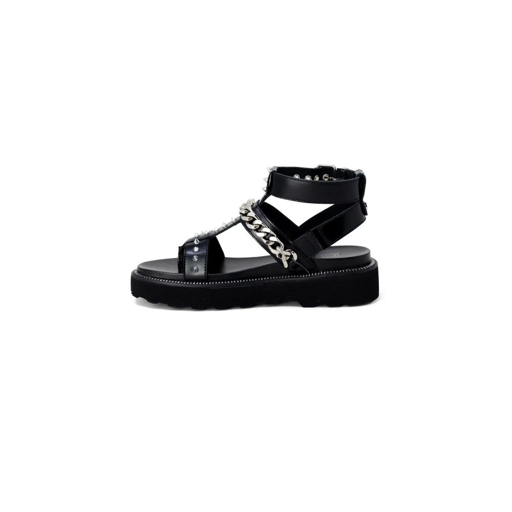 Cult Black Leather Flat Sandals | Regal Royce