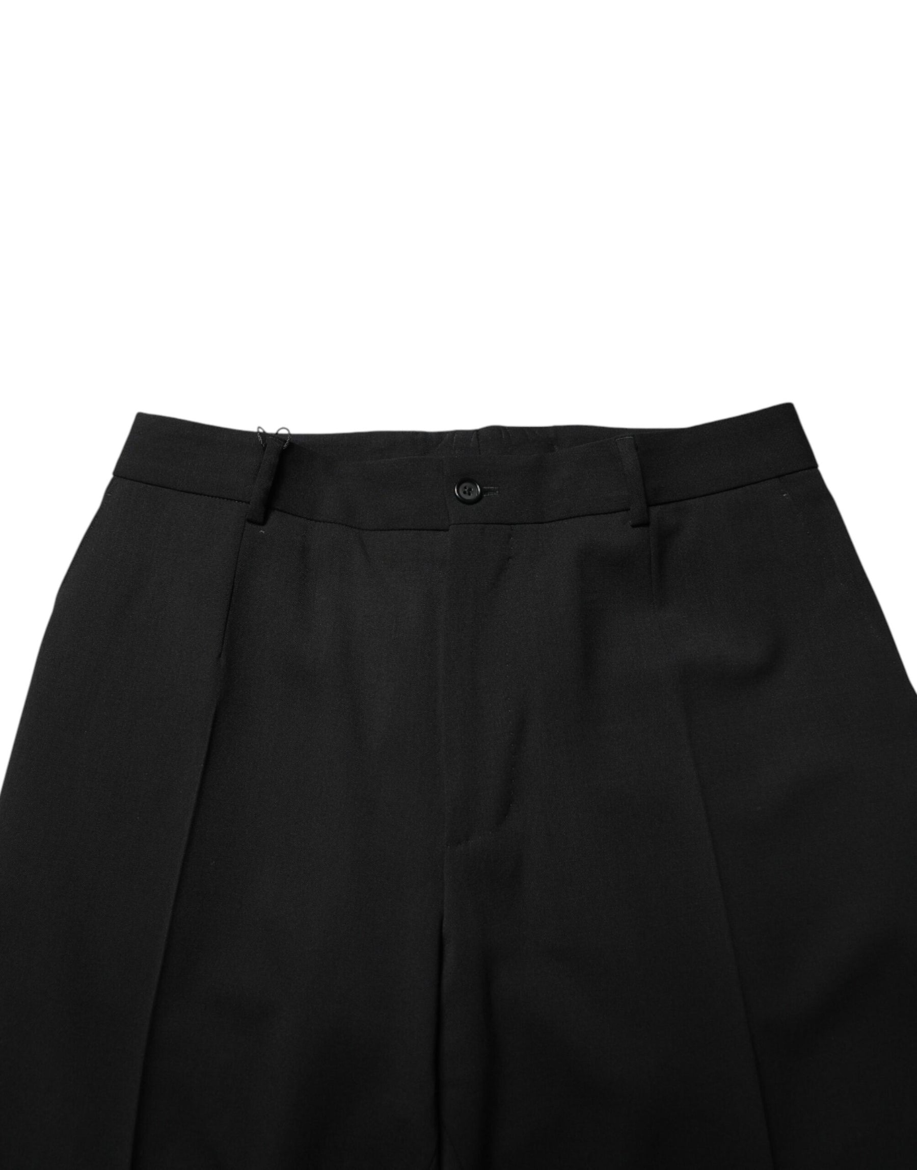 Dolce & Gabbana Black Wool Straight Men Dress Trouser Pants | Regal Royce