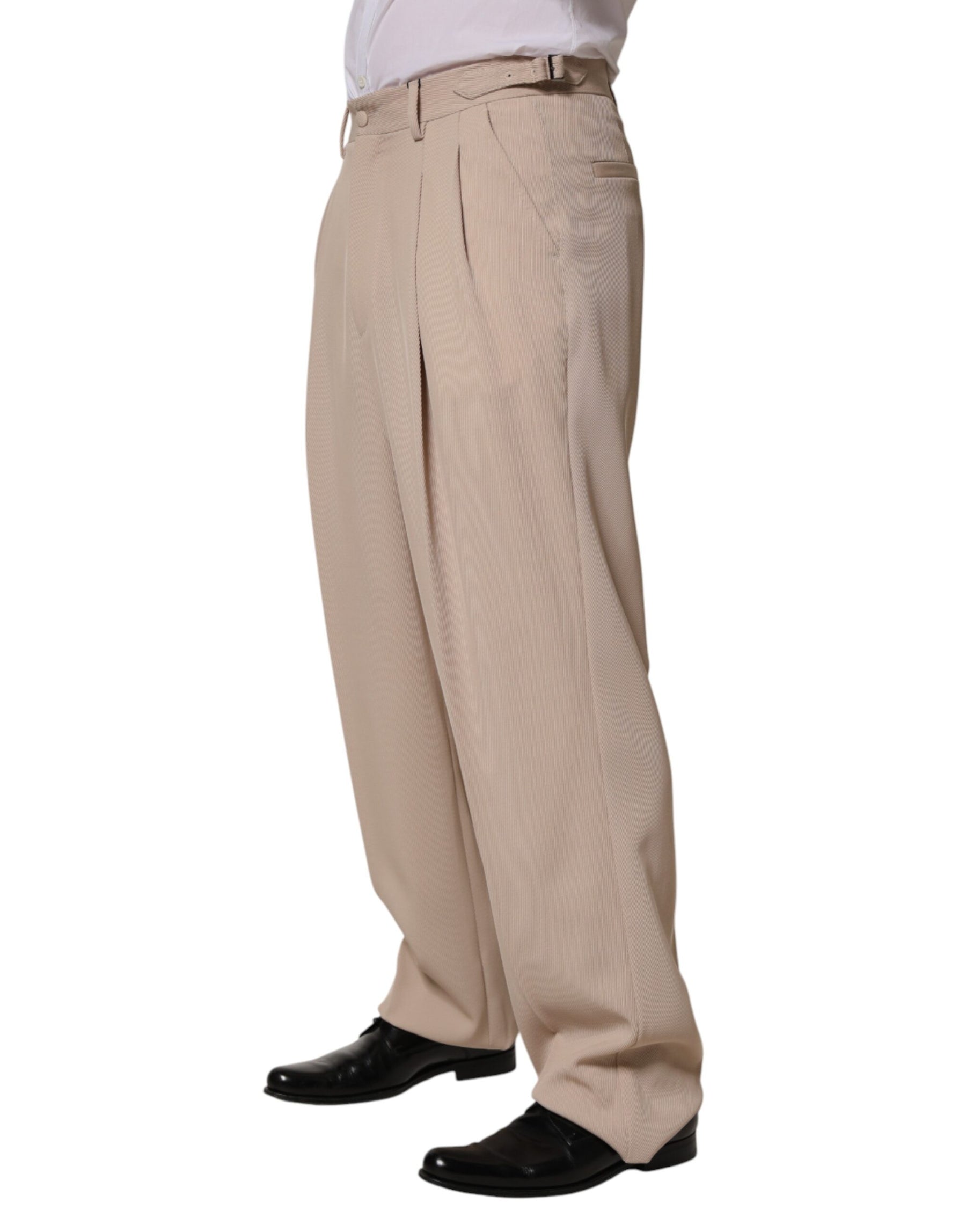 Dolce & Gabbana Beige Stretch Straight Men Dress Trouser Pants | Regal Royce