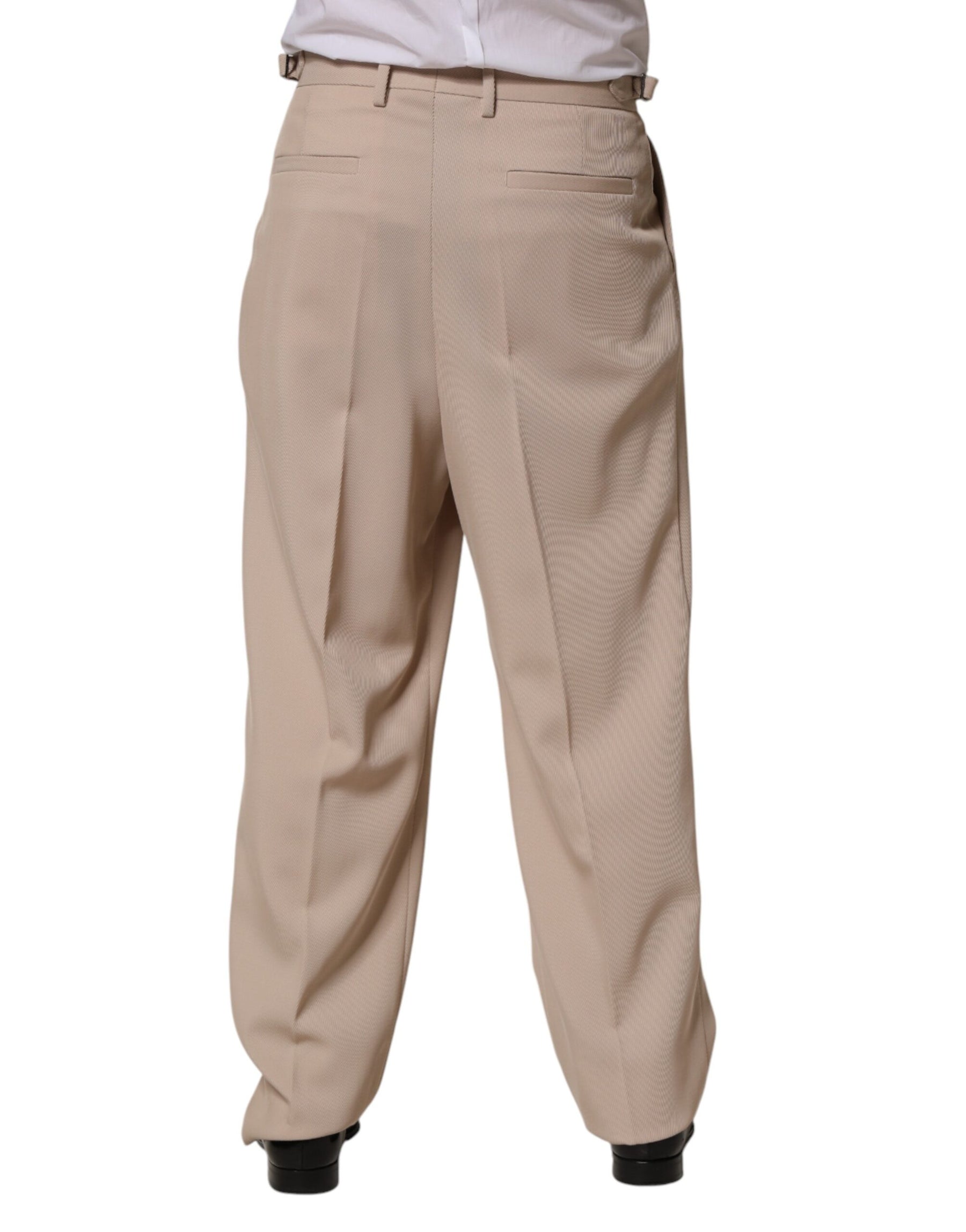 Dolce & Gabbana Beige Stretch Straight Men Dress Trouser Pants | Regal Royce