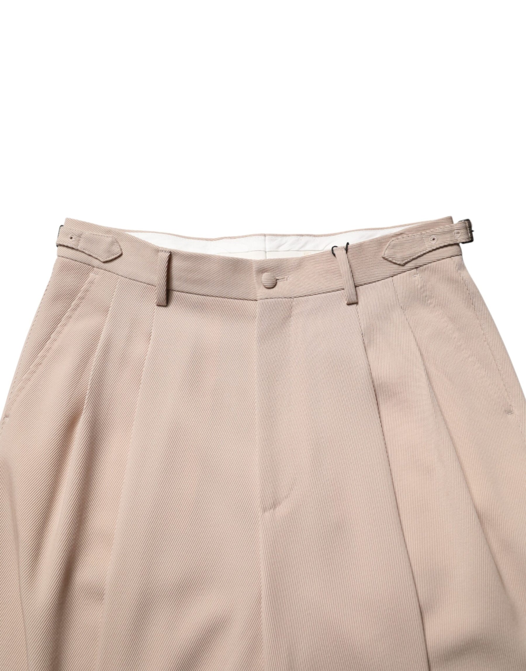Dolce & Gabbana Beige Stretch Straight Men Dress Trouser Pants | Regal Royce