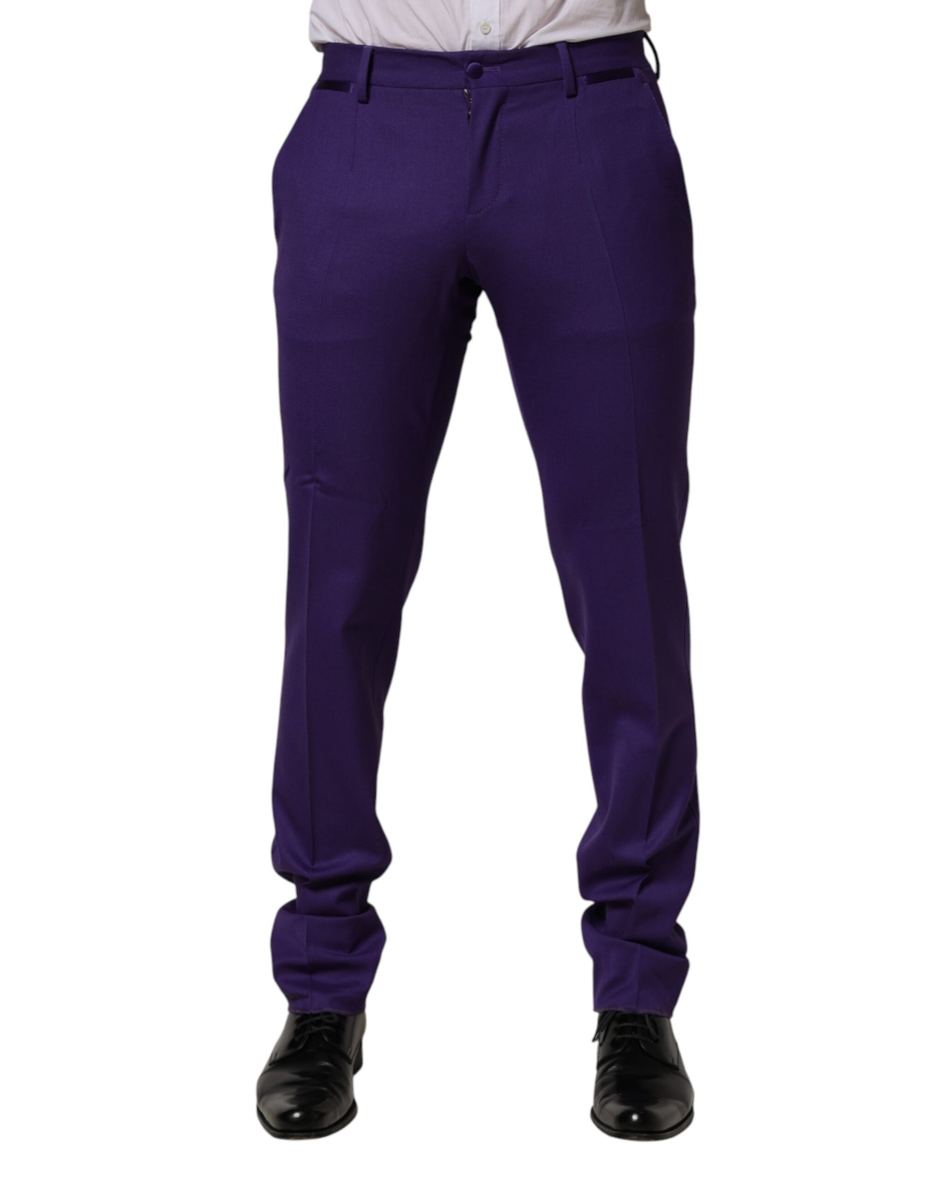 Dolce & Gabbana Purple Wool Skinny Dress Men Trouser Pants | Regal Royce