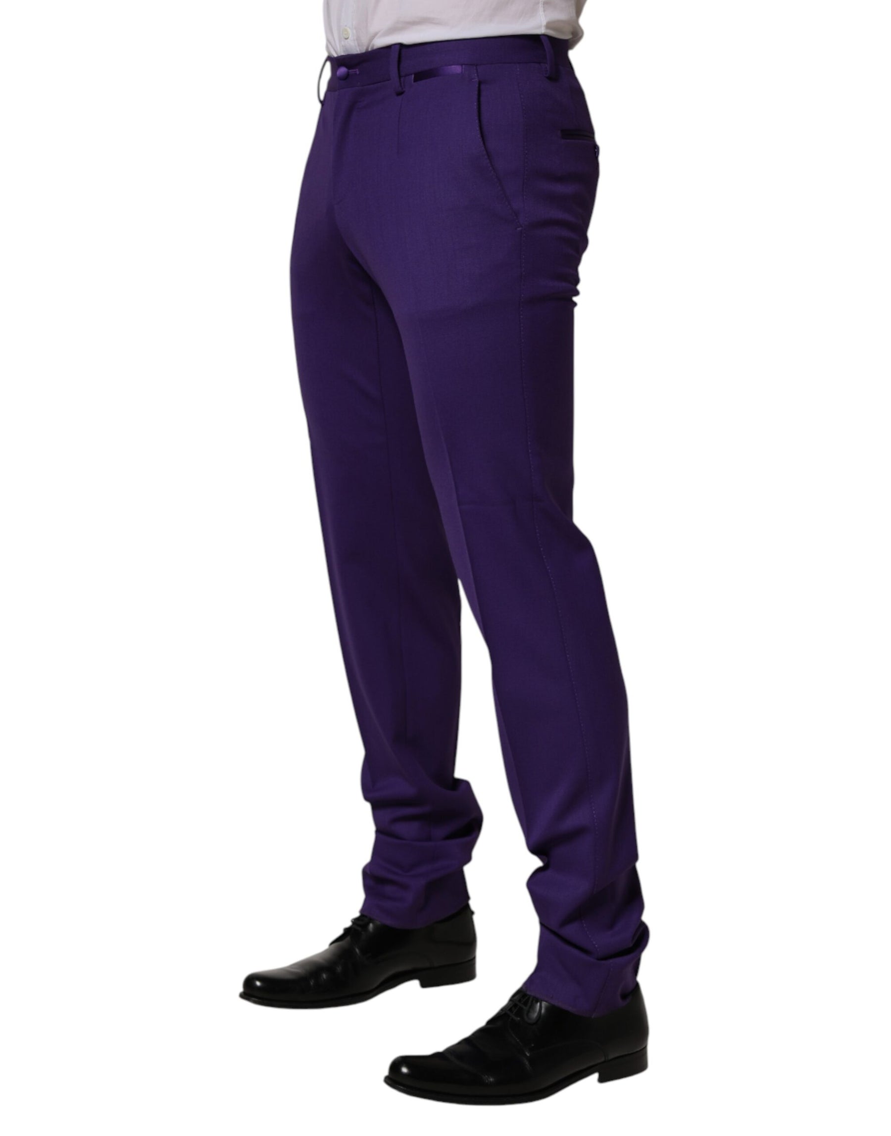 Dolce & Gabbana Purple Wool Skinny Dress Men Trouser Pants | Regal Royce